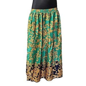 NWT Vintage Kelli Kaye long shiny flowy elastic waist skirt Made in USA